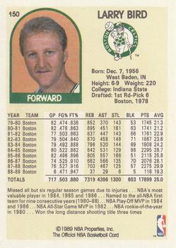 1989-90 Hoops #150 Larry Bird Back