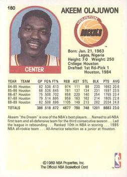 1989-90 Hoops #180 Akeem Olajuwon Back