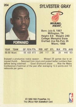 1989-90 Hoops #204 Sylvester Gray Back