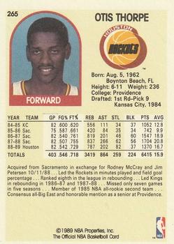 1989-90 Hoops #265 Otis Thorpe Back