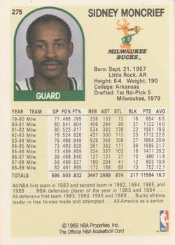 1989-90 Hoops #275 Sidney Moncrief Back