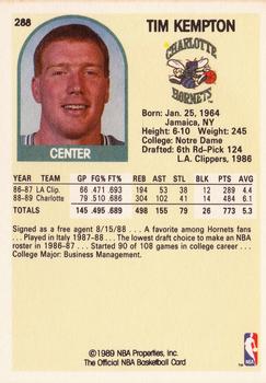 1989-90 Hoops #288 Tim Kempton Back