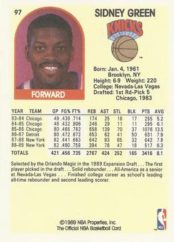 1989-90 Hoops #97 Sidney Green Back