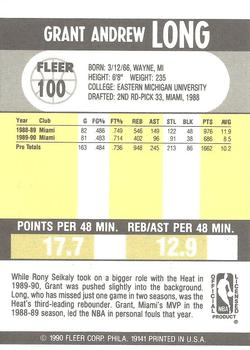 1990-91 Fleer #100 Grant Long Back