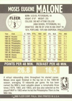 1990-91 Fleer #3 Moses Malone Back