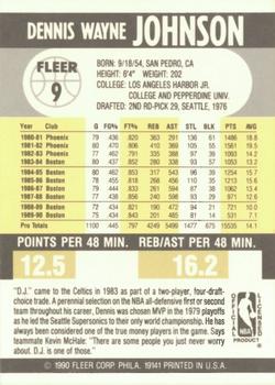 1990-91 Fleer #9 Dennis Johnson Back