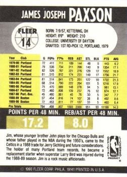 1990-91 Fleer #14 Jim Paxson Back