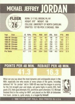 1990-91 Fleer #26 Michael Jordan Back