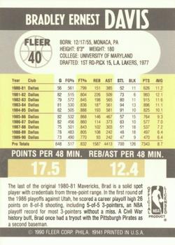 1990-91 Fleer #40 Brad Davis Back