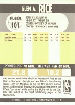 1990-91 Fleer #101 Glen Rice Back