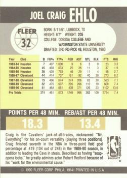 1990-91 Fleer #32 Craig Ehlo Back