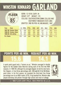 1990-91 Fleer #85 Winston Garland Back