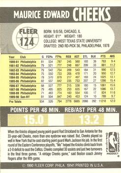 1990-91 Fleer #124 Maurice Cheeks Back
