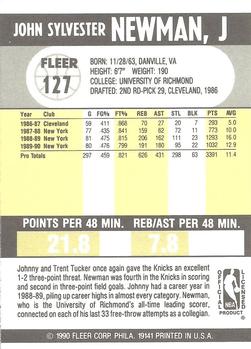 1990-91 Fleer #127 Johnny Newman Back