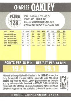 1990-91 Fleer #128 Charles Oakley Back