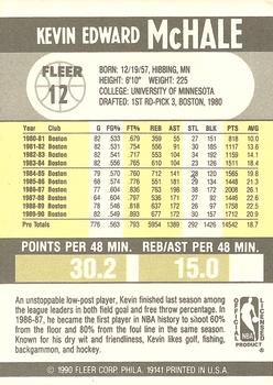 1990-91 Fleer #12 Kevin McHale Back