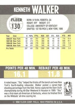 1990-91 Fleer #130 Kenny Walker Back