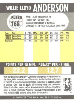 1990-91 Fleer #168 Willie Anderson Back