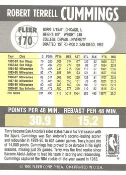 1990-91 Fleer #170 Terry Cummings Back