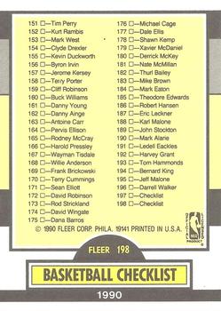 1990-91 Fleer #198 Checklist: 101-198 Back