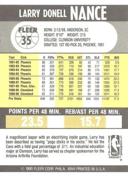 1990-91 Fleer #35 Larry Nance Back