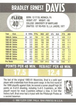 1990-91 Fleer #40 Brad Davis Back