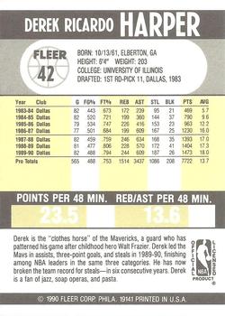 1990-91 Fleer #42 Derek Harper Back