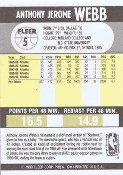 1990-91 Fleer #5 Spud Webb Back