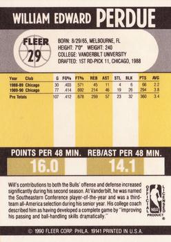 1990-91 Fleer #29 Will Perdue Back