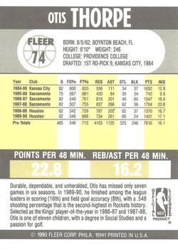 1990-91 Fleer #74 Otis Thorpe Back