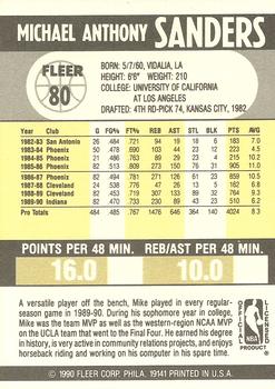 1990-91 Fleer #80 Mike Sanders Back