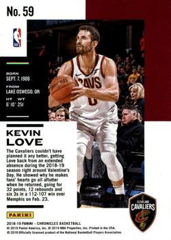 2018-19 Panini Chronicles - Pink #59 Kevin Love Back