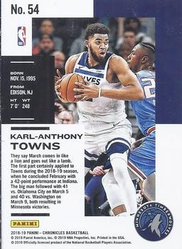 2018-19 Panini Chronicles - Red #54 Karl-Anthony Towns Back