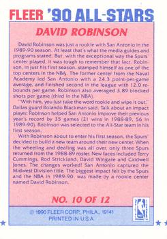 1990-91 Fleer - All-Stars #10 David Robinson Back