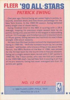 1990-91 Fleer - All-Stars #12 Patrick Ewing Back