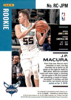 2018-19 Panini Chronicles - Rookie Chronicles Signatures #RC-JPM J.P. Macura Back