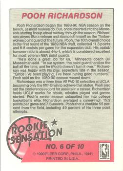 1990-91 Fleer - Rookie Sensations #6 Pooh Richardson Back