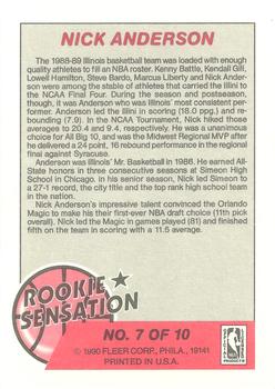 1990-91 Fleer - Rookie Sensations #7 Nick Anderson Back