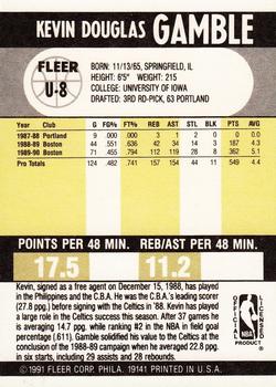 1990-91 Fleer Update #U-8 Kevin Gamble Back