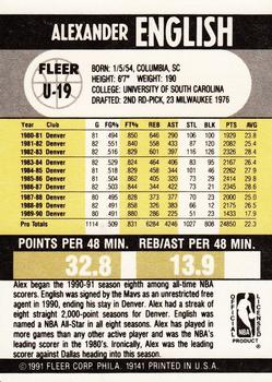 1990-91 Fleer Update #U-19 Alex English Back