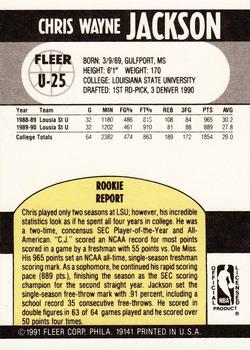 1990-91 Fleer Update #U-25 Chris Jackson Back