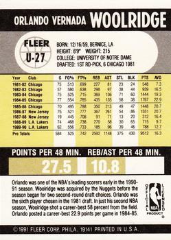 1990-91 Fleer Update #U-27 Orlando Woolridge Back