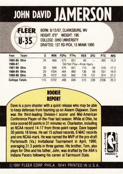 1990-91 Fleer Update #U-35 Dave Jamerson Back