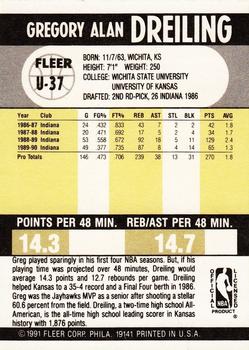 1990-91 Fleer Update #U-37 Greg Dreiling Back