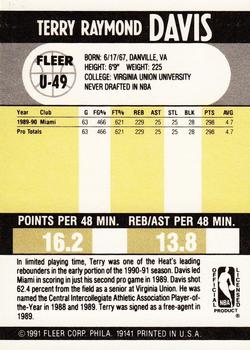 1990-91 Fleer Update #U-49 Terry Davis Back