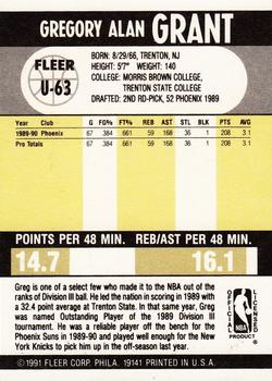 1990-91 Fleer Update #U-63 Greg Grant Back