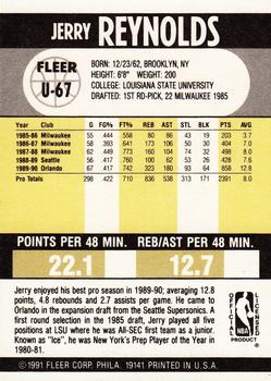 1990-91 Fleer Update #U-67 Jerry Reynolds Back