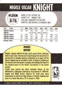 1990-91 Fleer Update #U-76 Negele Knight Back