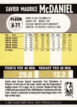 1990-91 Fleer Update #U-77 Xavier McDaniel Back