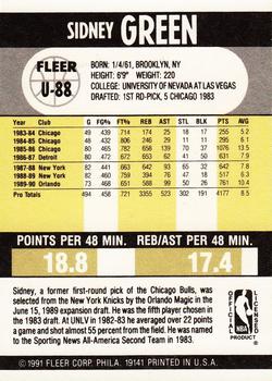 1990-91 Fleer Update #U-88 Sidney Green Back